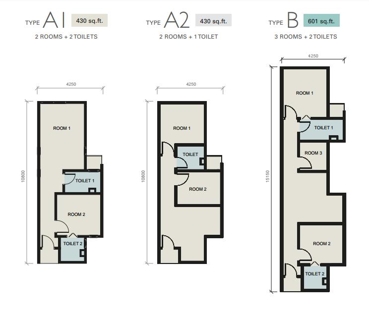 Neu Suites, 2 rooms, 3 room floor plan