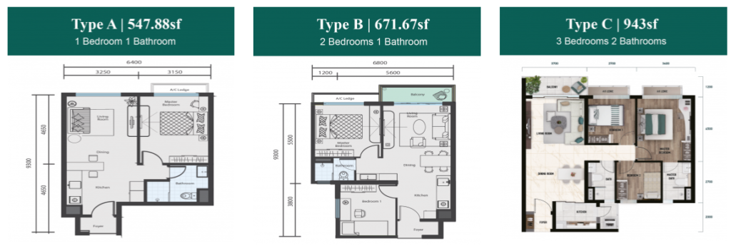2 bedrooms and 3 bedroom condominium suites
