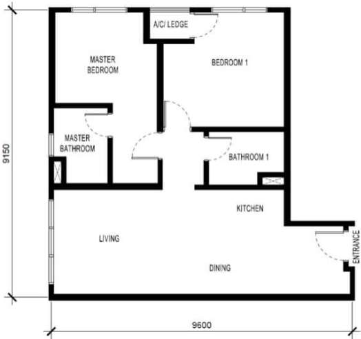 BeCentral 2-bedroom apartment - 739 sq ft 