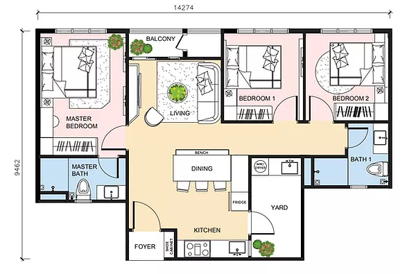900 sq ft condominium - 3 rooms, 2 baths 